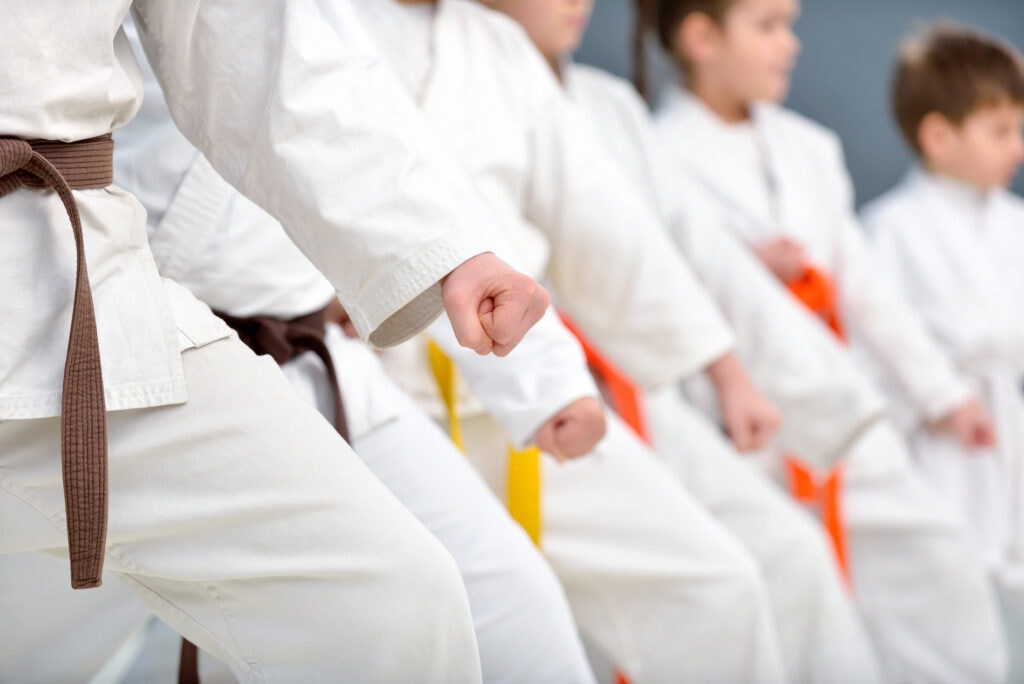 Foto de varios niños haciendo karate